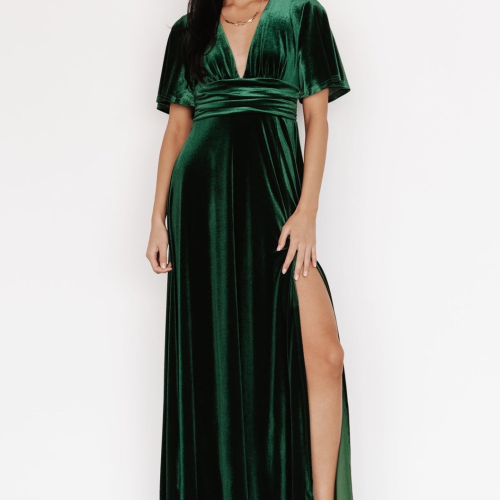 Berenice Velvet Maxi Emerald Green Dress - Large